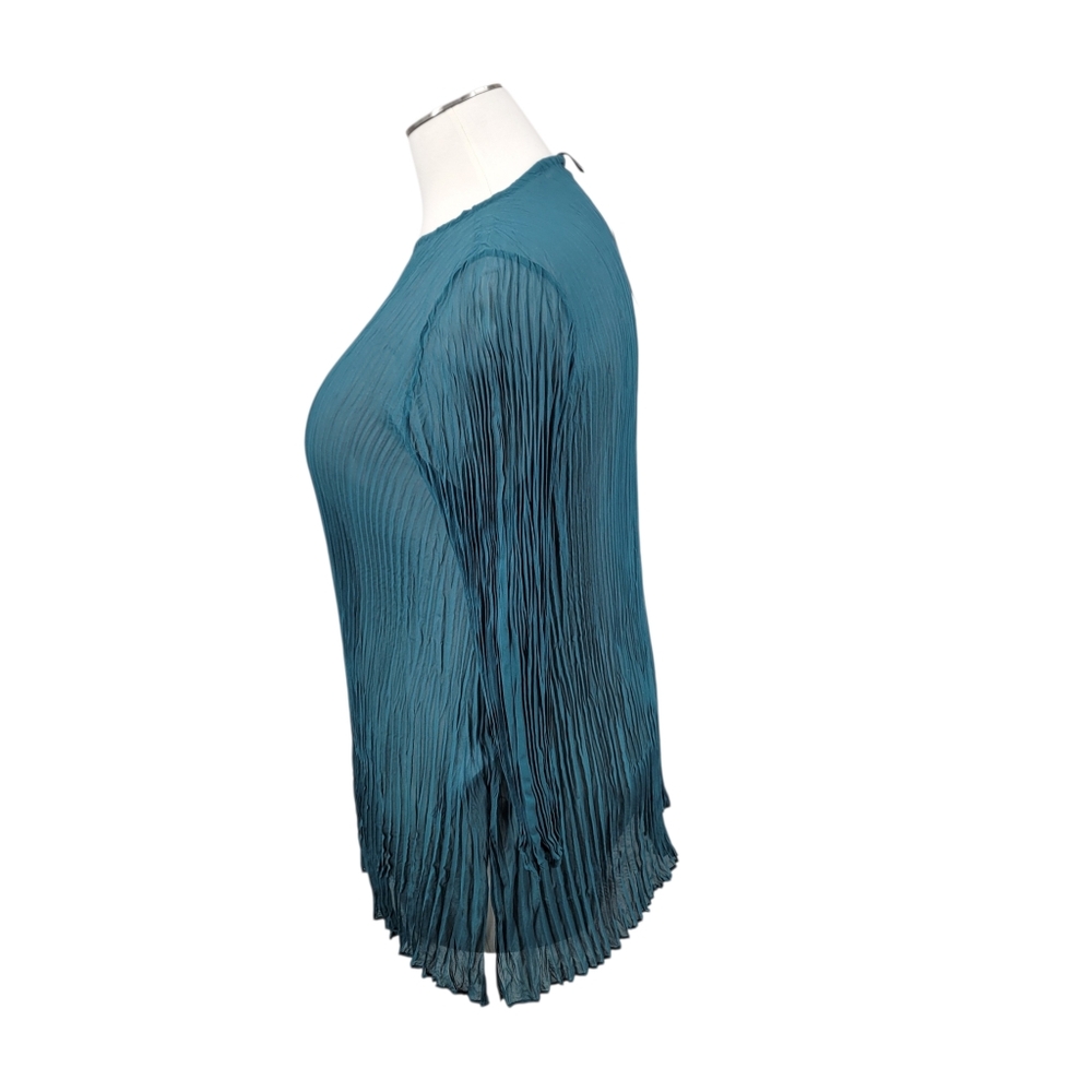 Eileen Fisher Silk Bateau Neck Pleated Crinkled Georgette Tunic Women's 3X - Picture 3 of 11